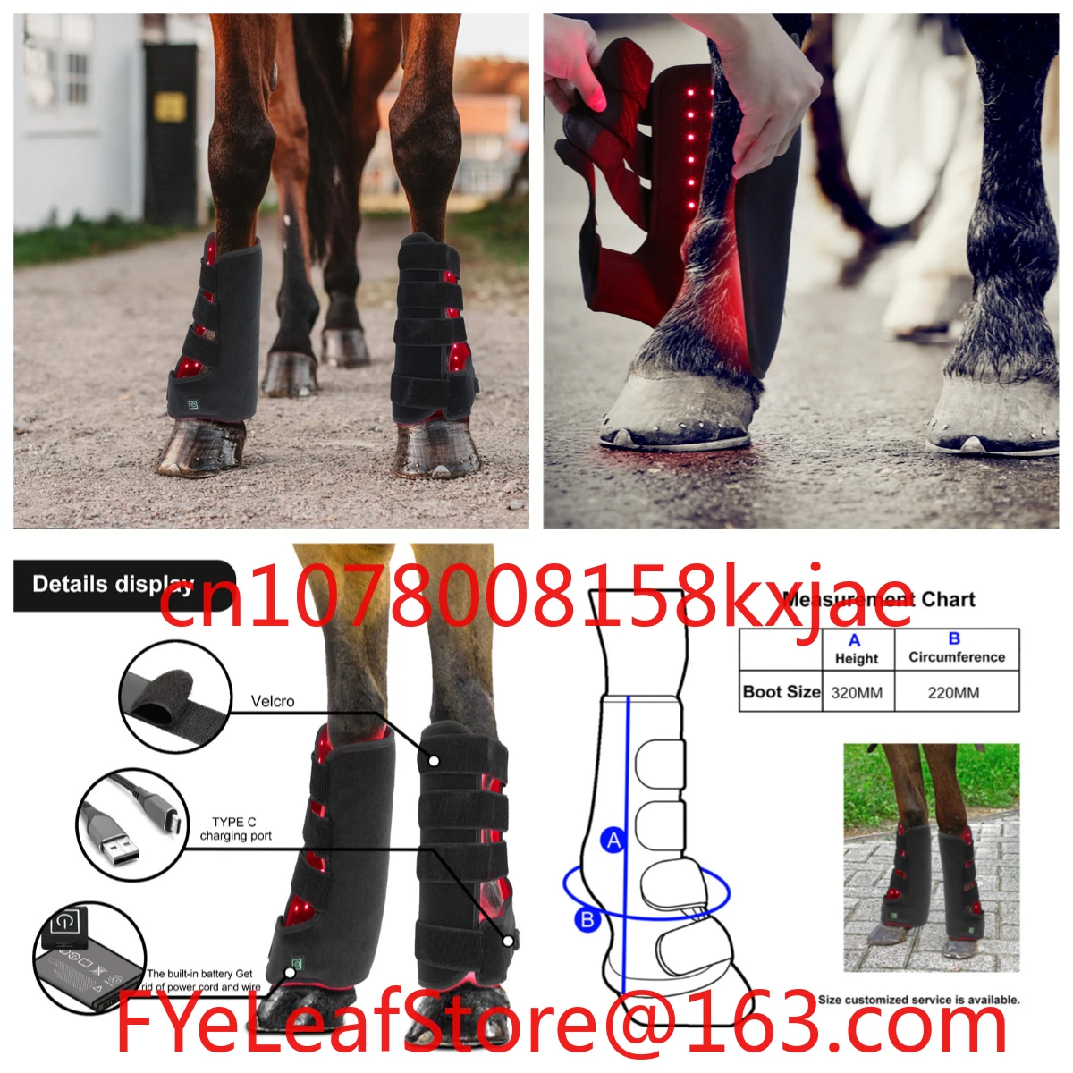 

1 Pair Red Light Outside Pet Muscle Strain Mouth Recovery Horse Leg Portable Phototherapy