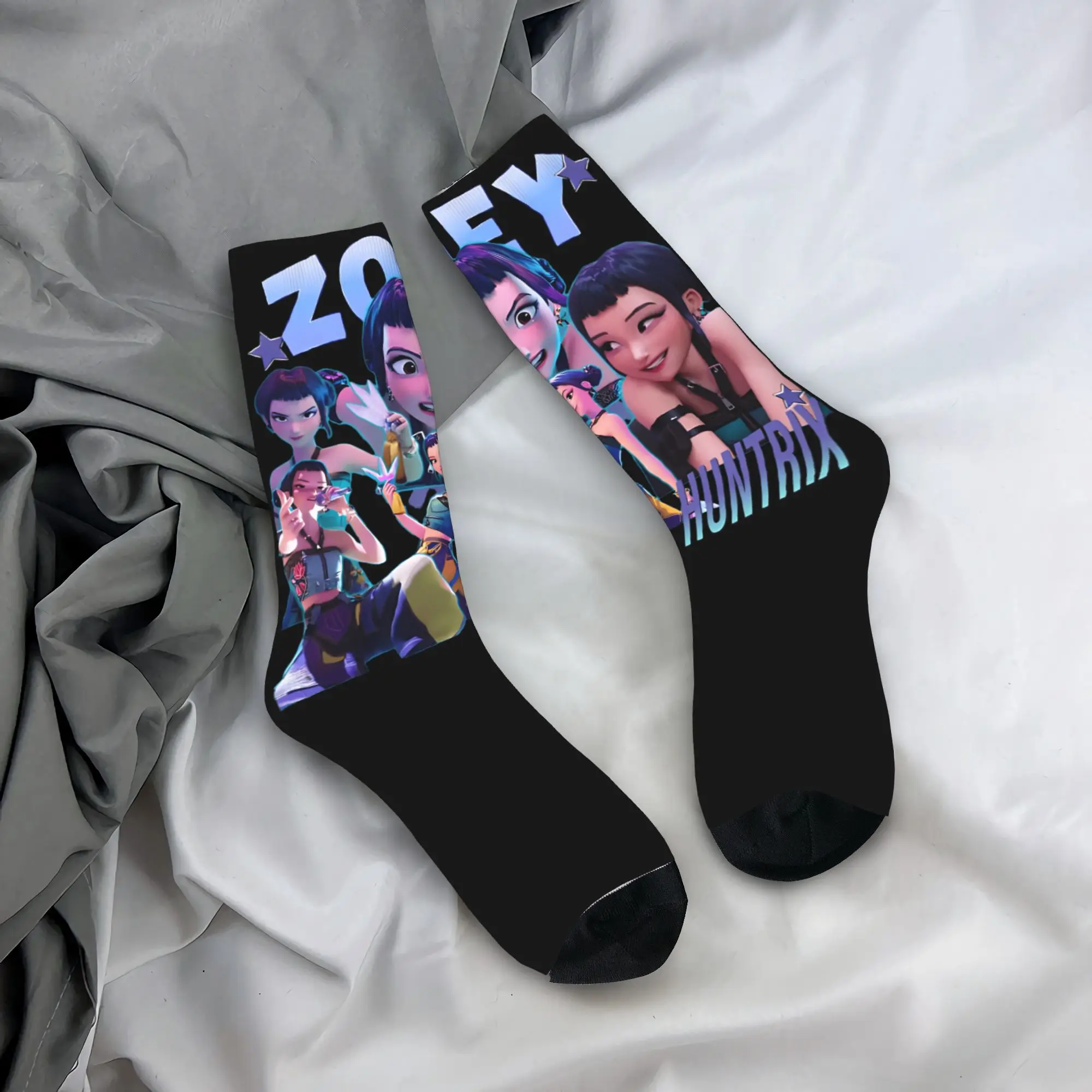 

Zoey Huntrix Stockings KPop Demon Hunters Design Retro Socks Autumn Non-Slip Socks Women Men Outdoor High Quality Socks