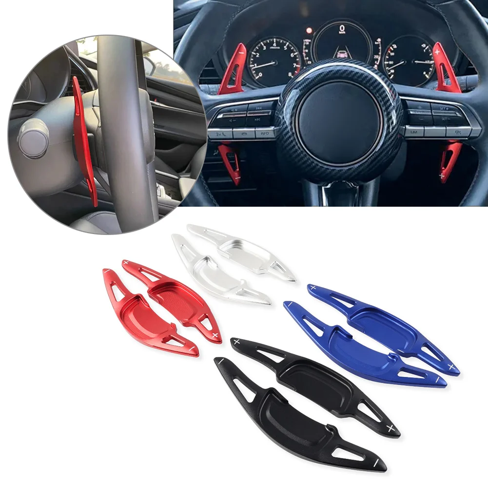 2Pcs Car Interior Steering Wheel Paddle Shifter Extend Accessories Aluminum For Mazda 3 Axela CX30 MX30 2020-2021