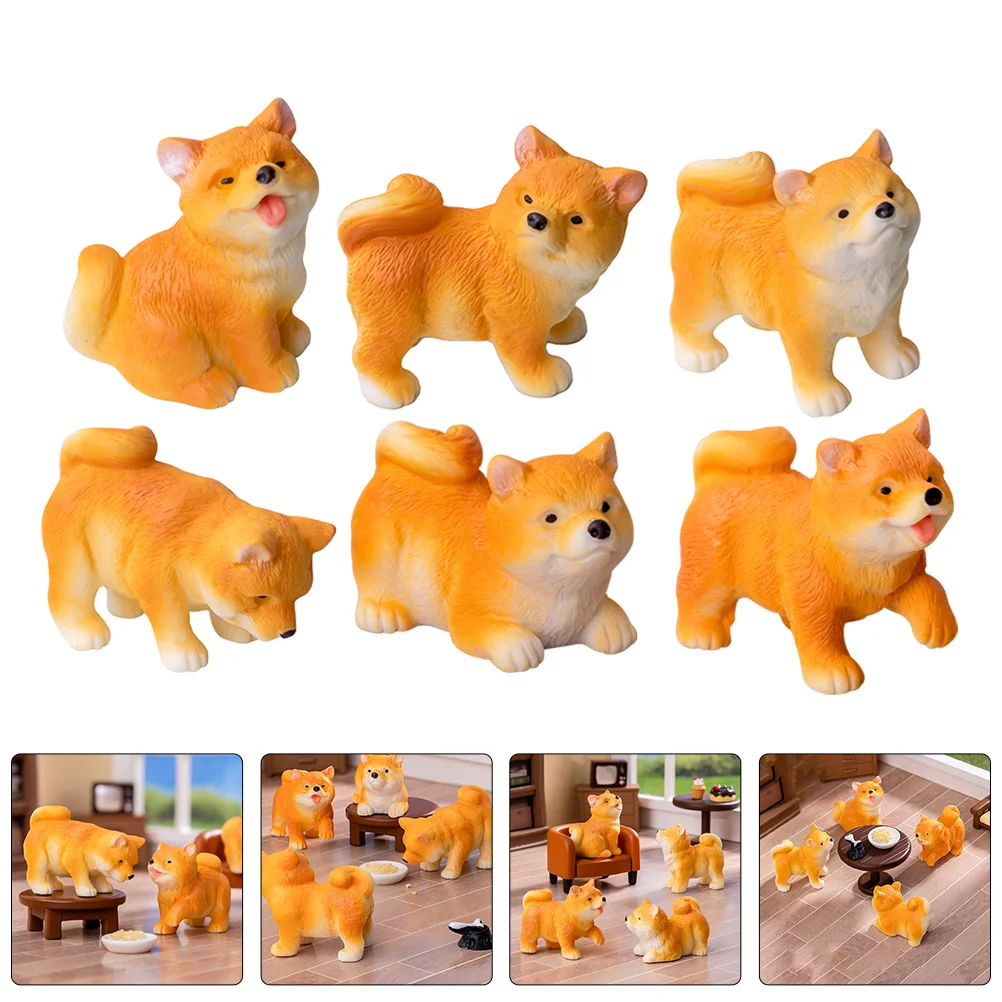 

6Pcs Adorable Miniature Dog Figures Hand-Painted Stable Resin Suitable for Creative Displays Year-Round Mini Resin Puppies