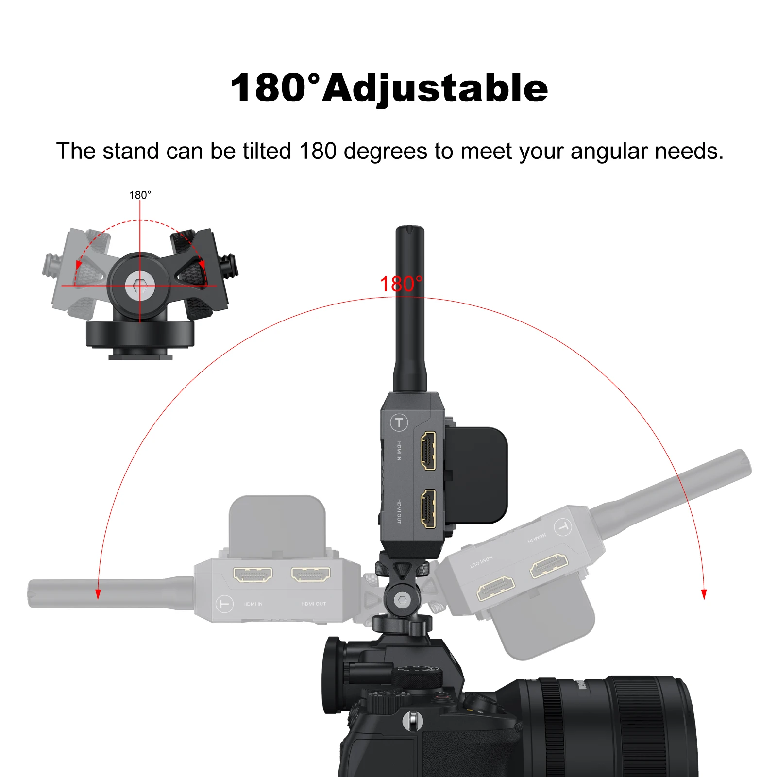 Mini support de montage pour moniteur, tête de trépied avec adaptateur de montage pour chaussure froide, pivotant et inclinable réglable pour lampe de remplissage de Microphone Flash
