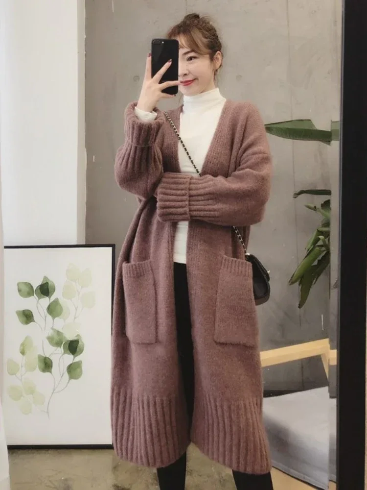 Autumn Winter Knitted Muslim Abaya Cardigan Women Sweater Jacket Vintage Loose Long Outerwear Maxi Y2k Sweater Coat Soft Jacket