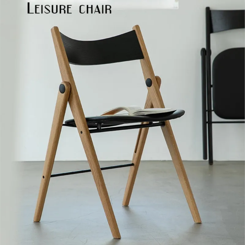 MOMO Nordischer Dänischer Massivholz-Klappstuhl Designer-Esszimmerstuhl mit Rückenlehne Praktischer Stapelbarer Stuhl für Zuhause und Konferenzräume