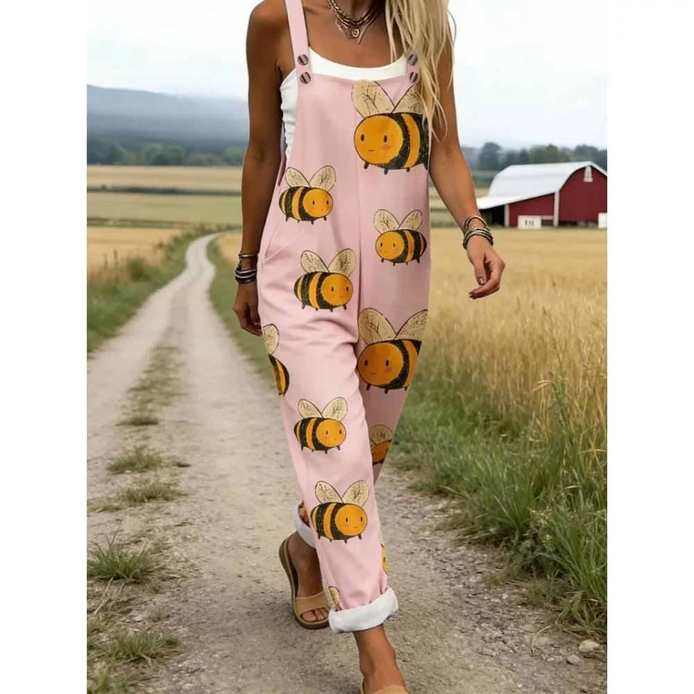 Women's Overalls 3D Print Wide Leg Jumpsuit Elegant Pastoral Vacation Style Ladies Romper