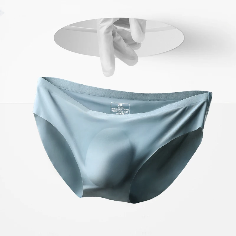 Sous-vêtements pour hommes slips en soie glacée pour hommes été respirant à séchage rapide shorts sans couture Transparent ultra-mince personnalité sous-pan