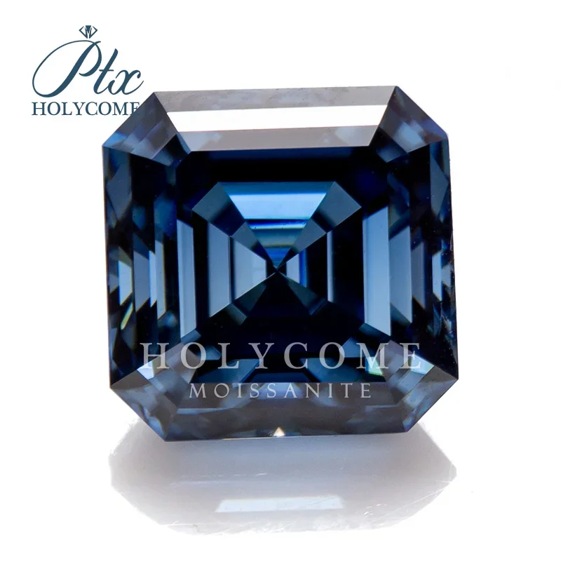 

3x3-20x20mm Holycome Hot Fancy Vivid Blue Asscher Cut VVS1 GRA Loose Gemstones Supplier Factory Pass Moissnaite Diamond Tester