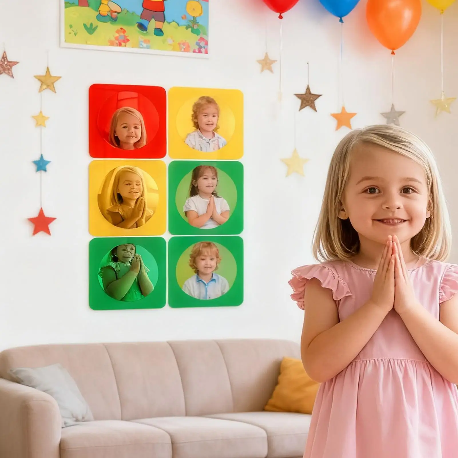 Bubble Sensory Mirror 3-Piece Interactive Home Decor Toddler Acrylic Sensory Bubble Mirror For Feelings Exploration Tactile