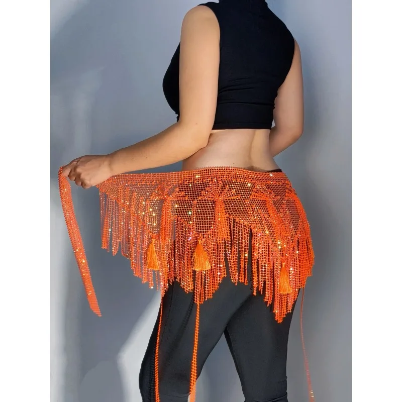 Customized Belly Dance Belt Net Diamond Tassel Waist Chain belly dancer costume
