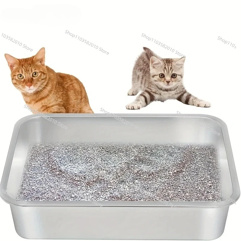 Durable Stainless Steel Litter Box Low Entry Open Design Is Convenient To Use Comfortable And Easy To Clean