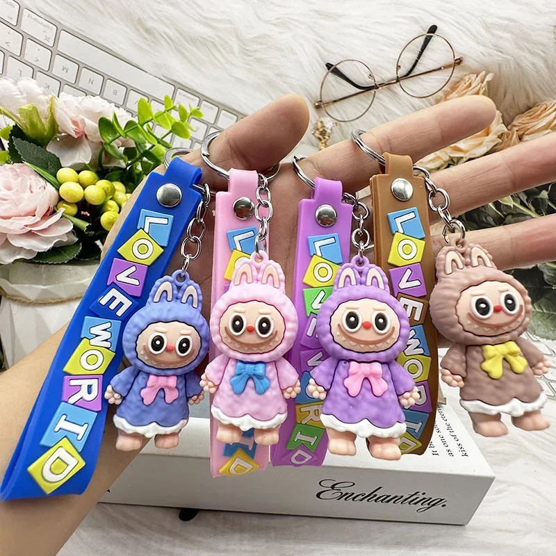 New Cartoon Cartoon Labubu Pendant Jewelry Ins Kawaii Pvc Soft Rubber Car Backpack Keychain Holiday Gifts