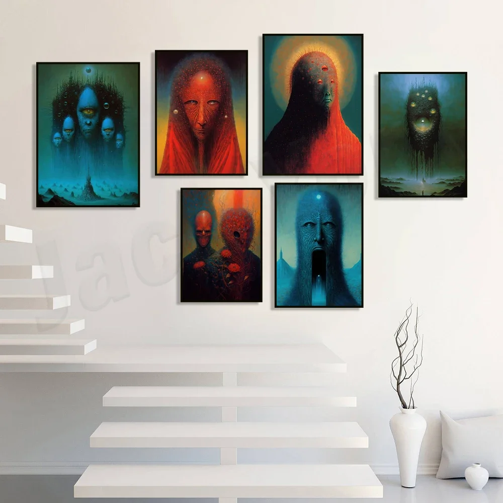 ملصق Zdzislav Beksiansk، فن تلميع، عين الحكم، طباعة فنية سريالية، طباعة فنية قوطية داكنة، ديكور منزلي غامض #2