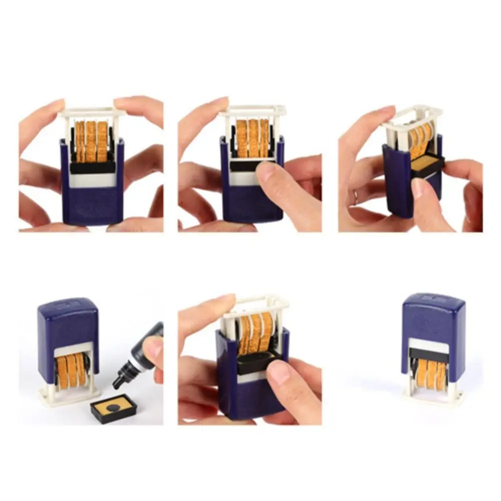 Supplies DIY Stamp 4mm Self-Inking Stamps Back to Ink Handle Account Stamp Date Stamps Automatic Ink Return Date Wheel Stamp