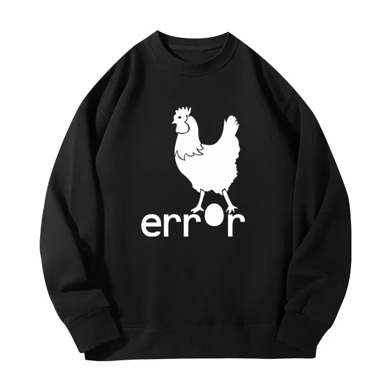 Funny Rooster Hen Lay Eggs Error Printed Sweatshirts For Men Women Pullover Long Sleeve Round Neck Sportswear Streetwear