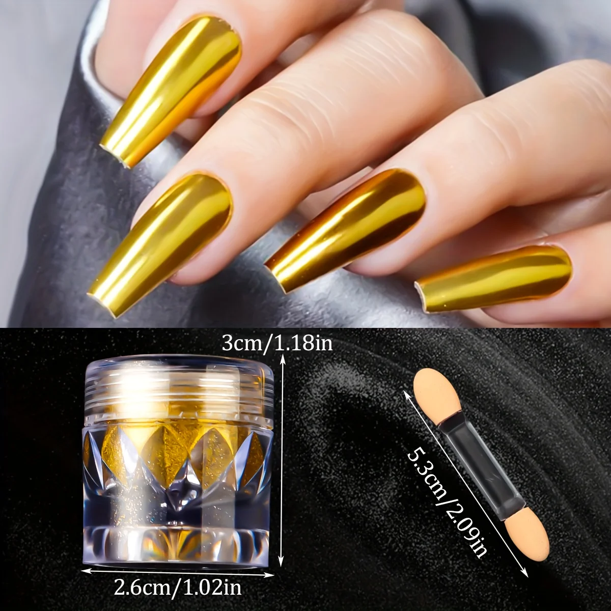 3-teiliges Nagelglitzerpulver-Set, holografischer Gold-Silber-Chrom-Staub mit Aurora-Spiegeleffekt, DIY-Nagelkunst-Dekoration