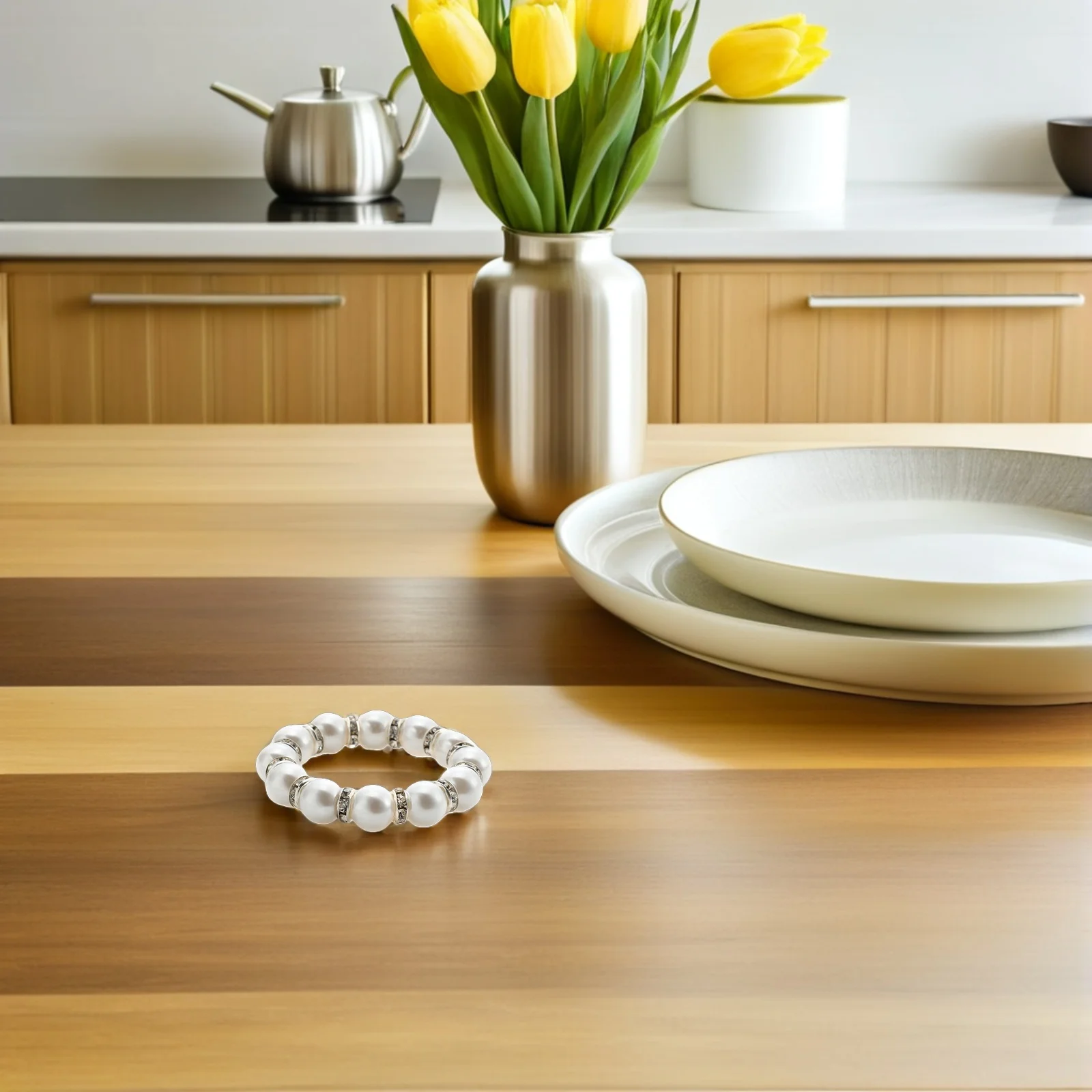 

15Pcs Beaded Napkin Rings Imitation Pearl Holder Wedding Banquets Dinner Table Decor DIY Versatile Design Wedding Napkin Ring