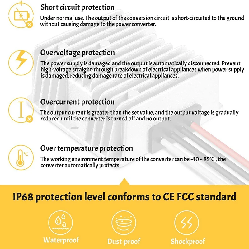 Regulador do conversor DC/DC, Módulo de potência, 48V para DC 12V, 20A, 240W