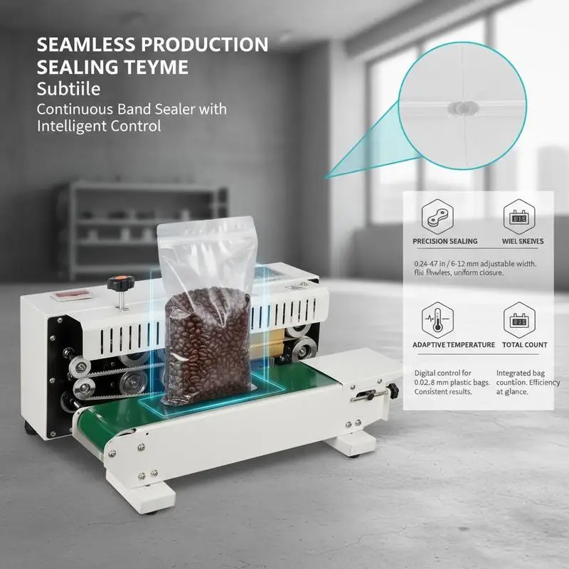 Horizontal Automatic Pouch Sealer 6-12 mm Food Production Hardware Packing Chemical Industry Digital Control Counter 0.02-0.8 mm Thickness Plastic Film Bags Packing Machine view 6