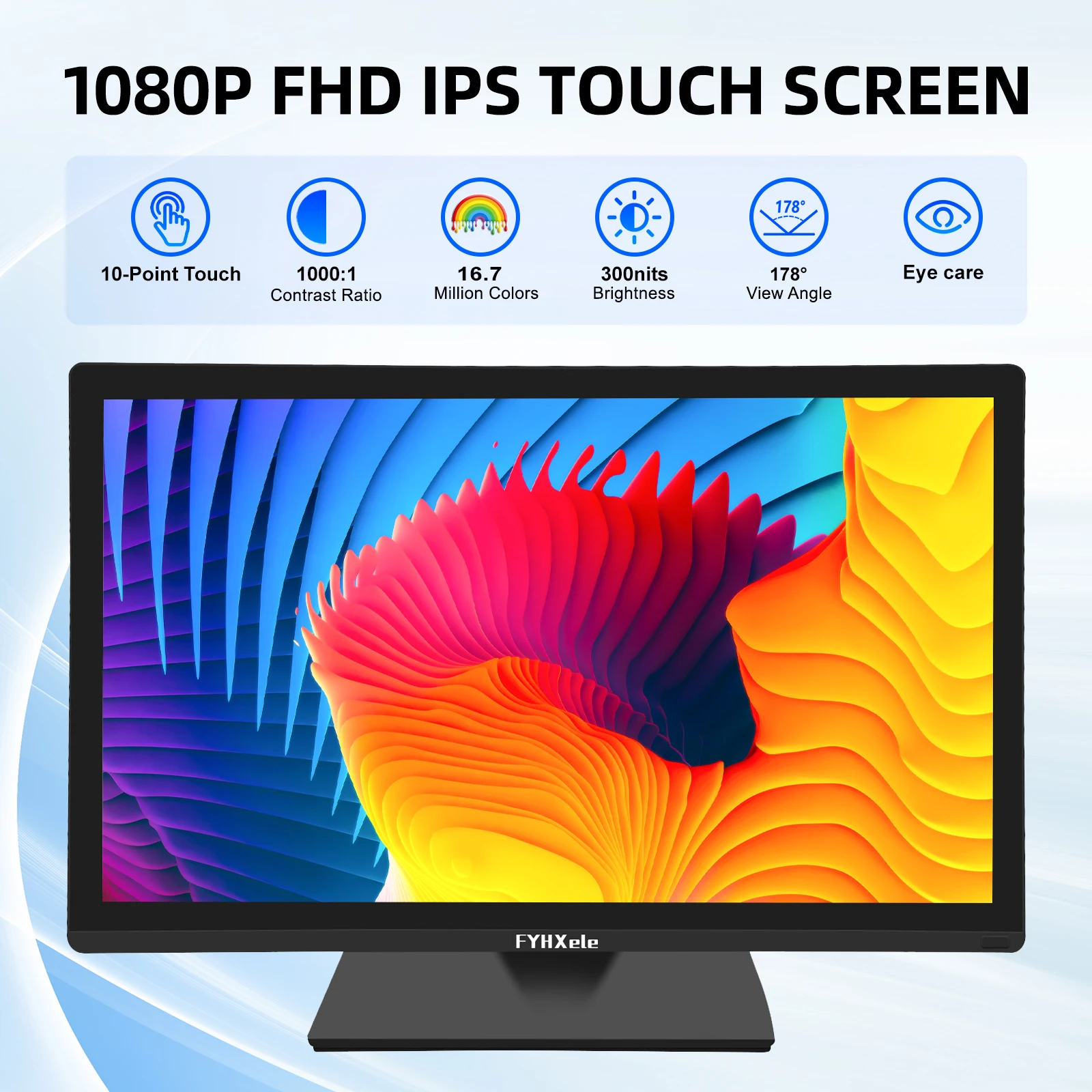 FYHXele 22 Inch IPS FHD 1080P 75Hz Touchscreen Monitor VESA HDMI VGA USB for Gaming Office Warehouse Bar Gym