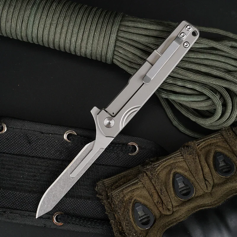 Titanium Alloy Scalpel Fast Open Medical CNC Mini Folding Knife Replaceable #60/24 Blades EDC Survival Multi-Tool