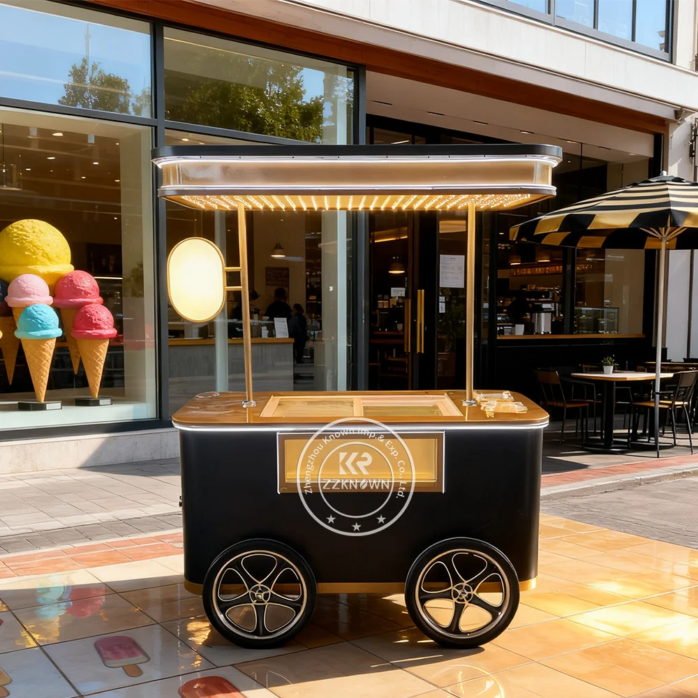 

Factory Supply Street Italian Ice Cream Cart Fast Food Ice Cream Push Cart