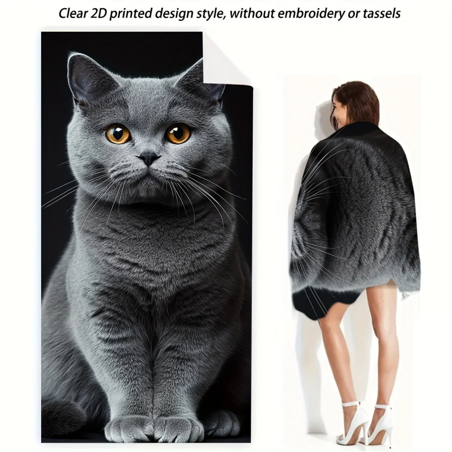 

Пляжное полотенце с принтом британской короткошерстной кошки, 1 шт., быстросохнущее, из высококачественного полиэстера, стильный дизайн, идеально подходит для летних вечеринок у бассейна.