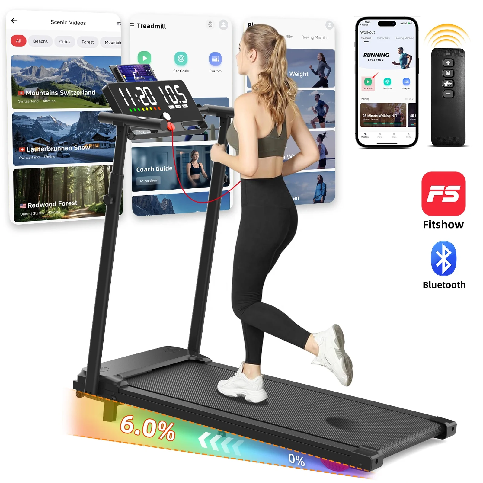 Under Desk  Portable Treadmill with Heart Rate Monitoring Armrest Telescopic Walking Pad, Walking Jogging for Office GYM Home