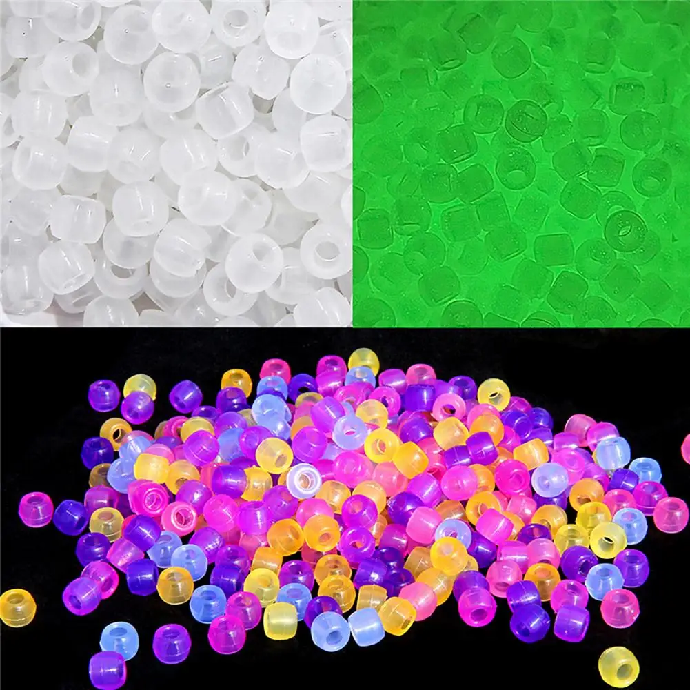 100Pcs/Bag Acrylic Pony Beads Glow in The Dark Round Beads DIY Making Bracelet Necklace Loose Beads Craft 비즈 재료