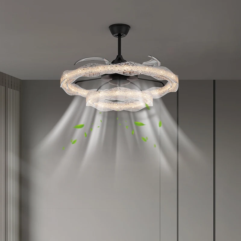 Nordic Led Fan Ceiling Light Italian Minimalist Living Room Chandelier Bedroom Crystal Balcony Indoor Lamp Home Interior Lamp