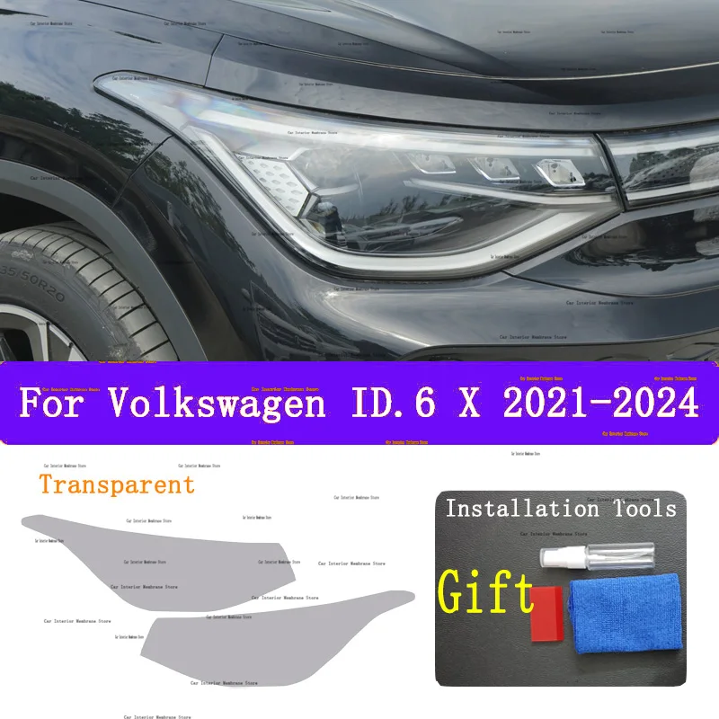 

Для Volkswagen ID.6 X (2021-2024) ТПУ дымчатая черная световая пленка, аксессуары для модификации, защитная пленка для автомобильного освещения