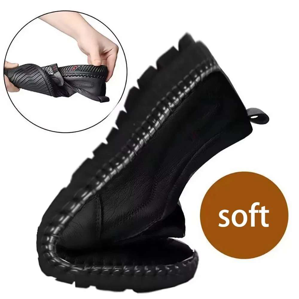 Summer Breathable Leather Shoes for Men Business Slip on Loafers Men Casual\'s Shoes Black Flats Men Work Office Driving Sneakers
