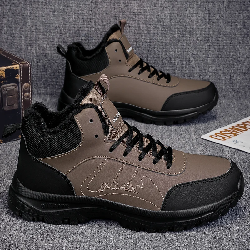 

YRZL термозимние походные ботинки мужские непромокаемые противоскользящие зимние ботинки термопрочная горная обувь экстремально тяговые высокие ботильоны