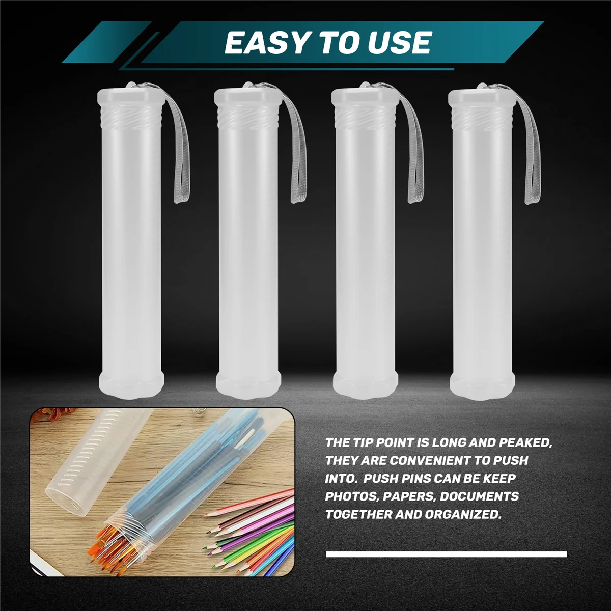 UNCL 4 แพ็คกล่องแปรงทาสีพลาสติกแบบขยายได้, หลอดใส่แปรงทาสียาวใส, ภาชนะใส่ดินสอ