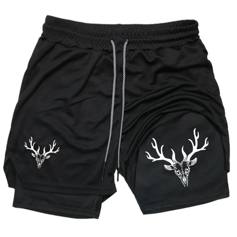 

Мужские спортивные шорты 2-в-1 для тренировок и фитнеса, быстросохнущие, дышащие, для бега и спортзала, с принтом Y2K, с карманом для телефона, для прохладного лета