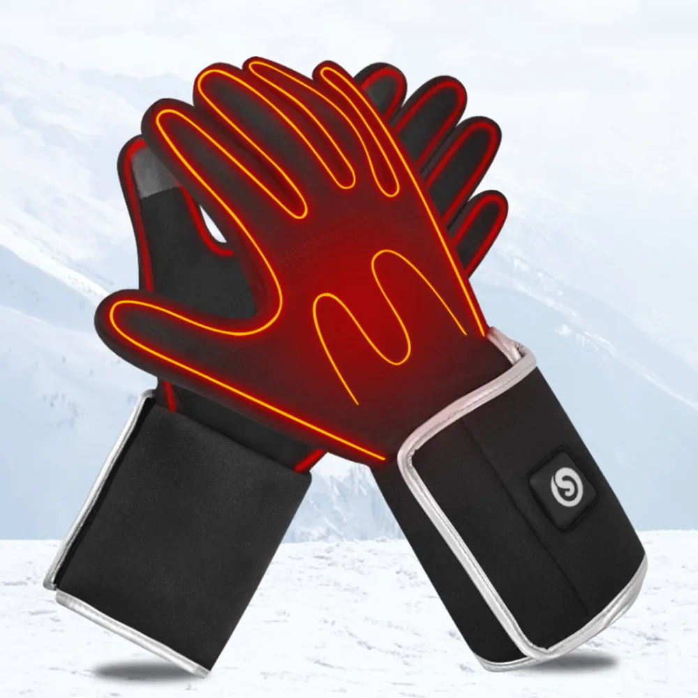 

1 Pair Electric Heated Gloves with Batteries Adjustable Temperature Winter Warm Gloves Touchscreen For Skiing Motorcycle Cycling