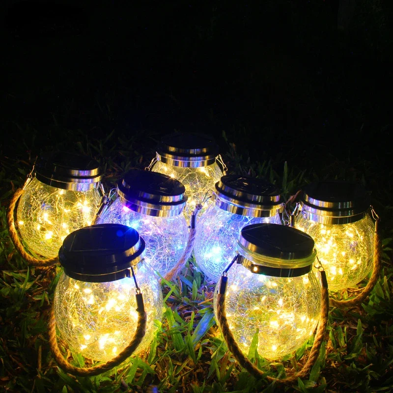 Imagem -03 - Led Solar Desejando Pode Luz Pátio ao ar Livre Vidro Pendurado Luz Decoração Criativa Natal Mason Bottle Light