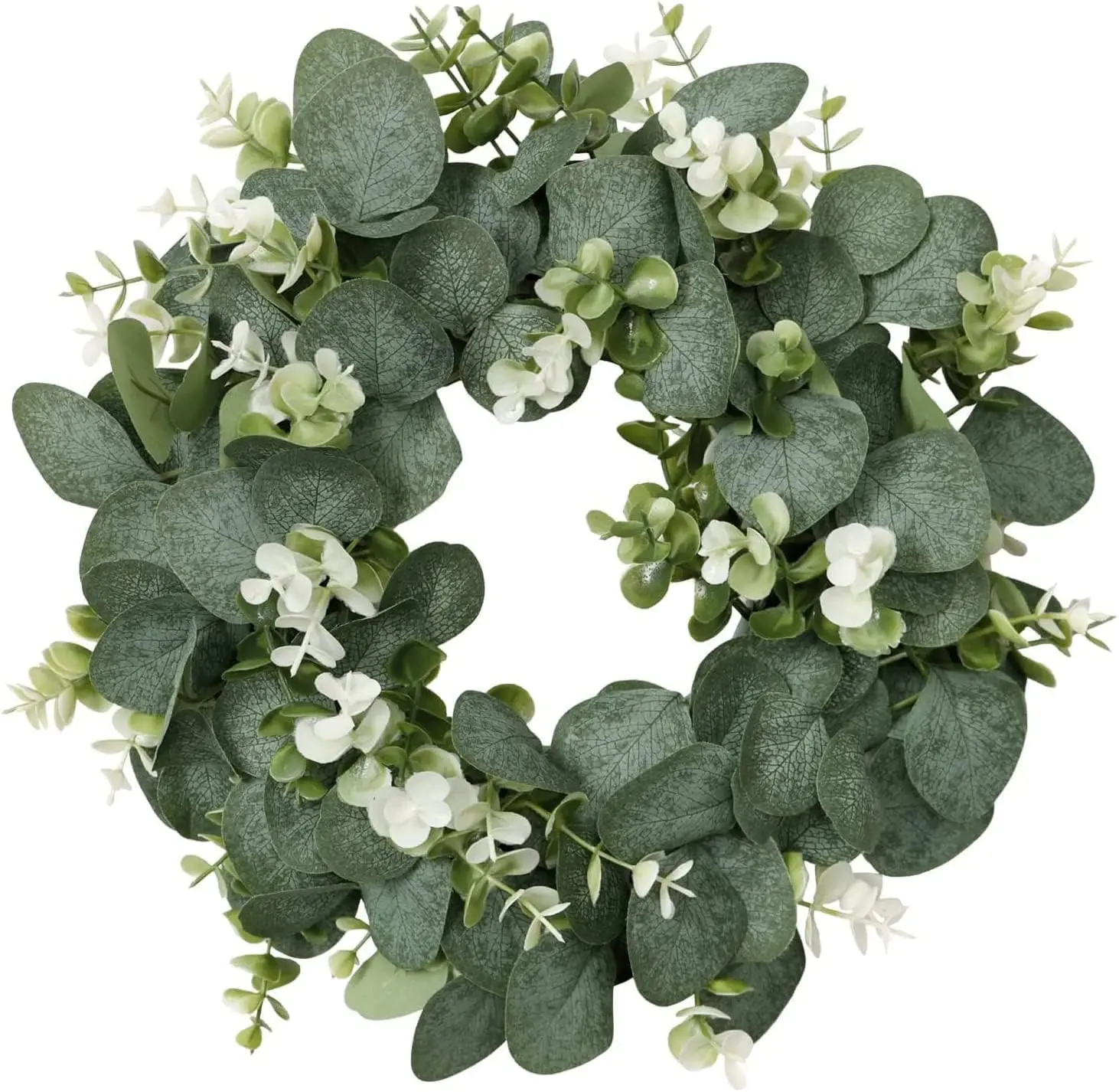 35CM Eucalyptus Wreath Front Door Wreath Green Leaves Wreath Spring Door Wreath Outdoor Artificial Greenery Hanging Wreath