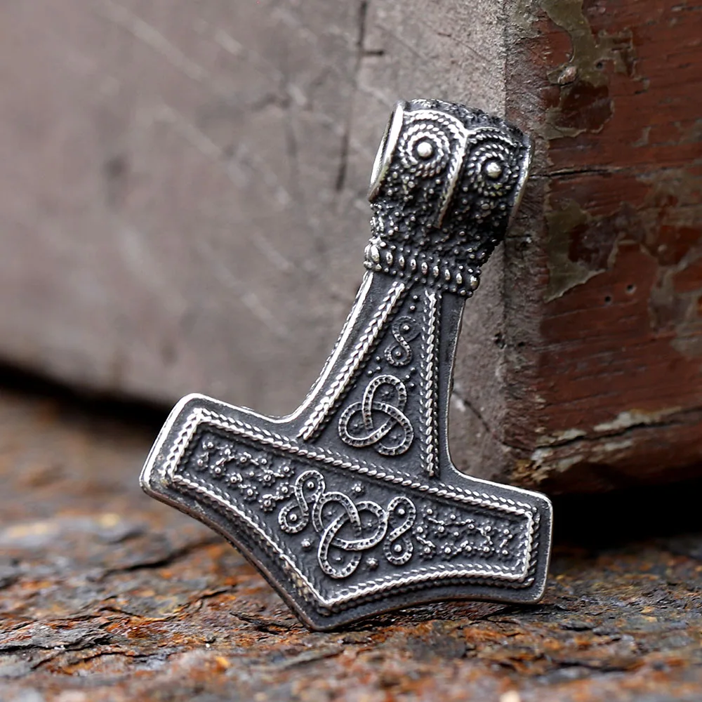 2024 New Fashion Viking Thor\'s Hammer Pendant Raven Pendant For Men 316L Stainless Steel Jewelry Gift