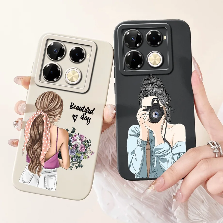 For Infinix Note 40 Pro Plus Coques Cover Luxury Liquid Silicone Soft Phone Case For Infinix Note 40 Pro 4G 5G capa Women Style
