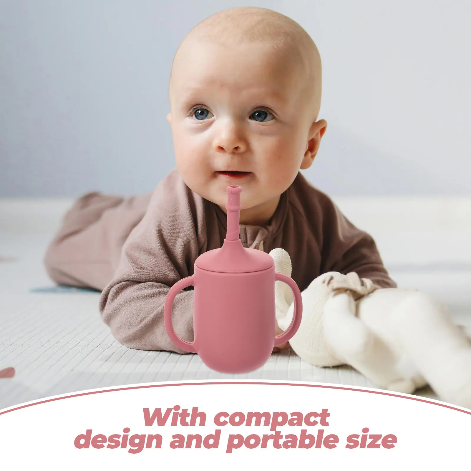 

400Ml Silicone Baby Cup with Straw Toddler Training Cup for Water Juice Portable Lightweight Easy to for 3 Year