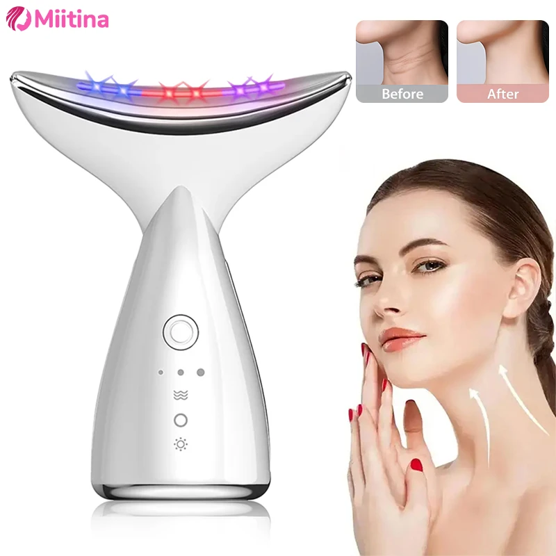 

Face Neck Beauty Device Neck Massage Facial Machines LED Photon Therapy Ion Introduction Skin Tighten Reduce Double Chin Tools