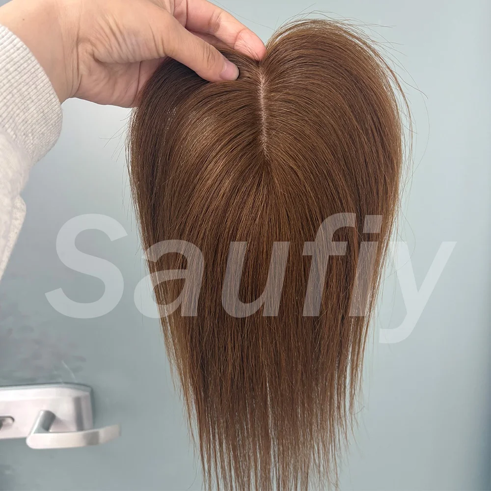 Natural Brown Hair Toppers Human Hair With Clips 7cmx11cm Straight Hair Toppers Women Natural Black Brown Blonde Hairpieces For Thinning Hair One Piece Toppers