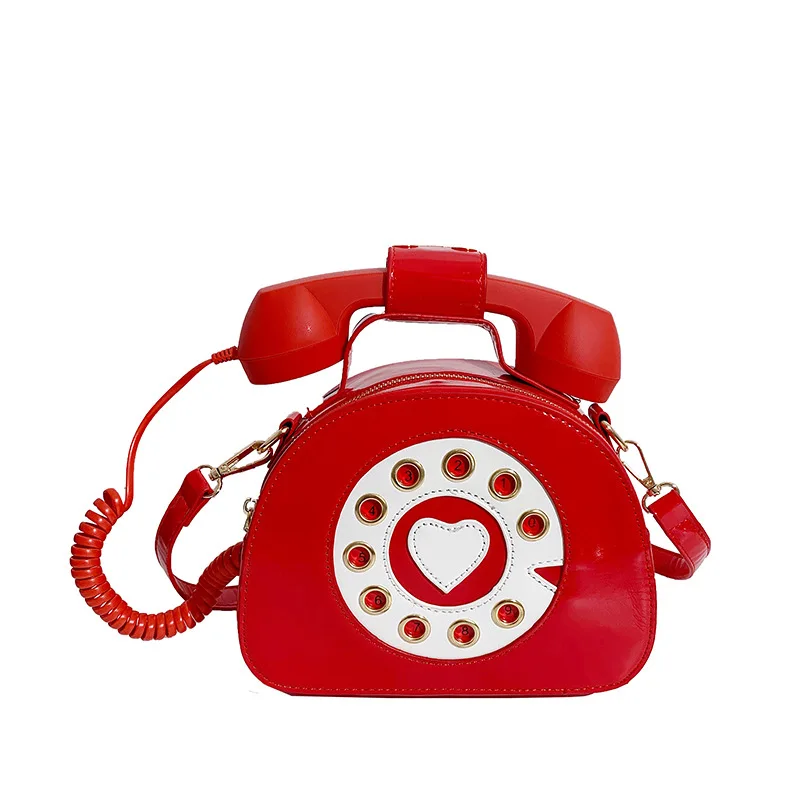 

Stylish Women Telephone Shaped Crossbody PU Leather Shoulder Bag Female Casual Handbag Shopping Street School Satchel Tote Pur