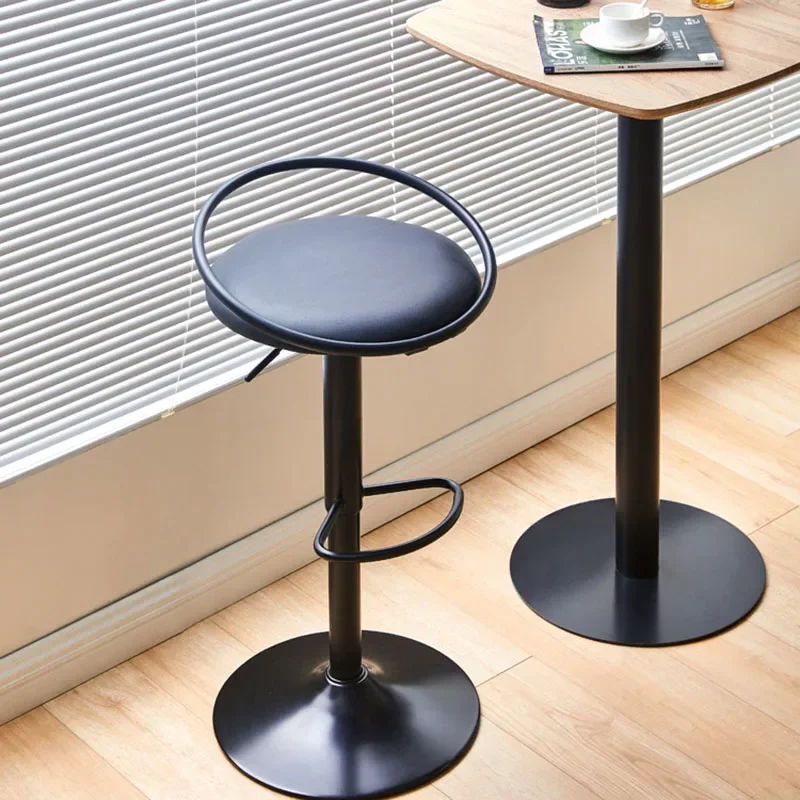 Modern Simple Trendy Swivel Adjustable Height Bar Chair Iron Frame High Stool for Home Front Desk