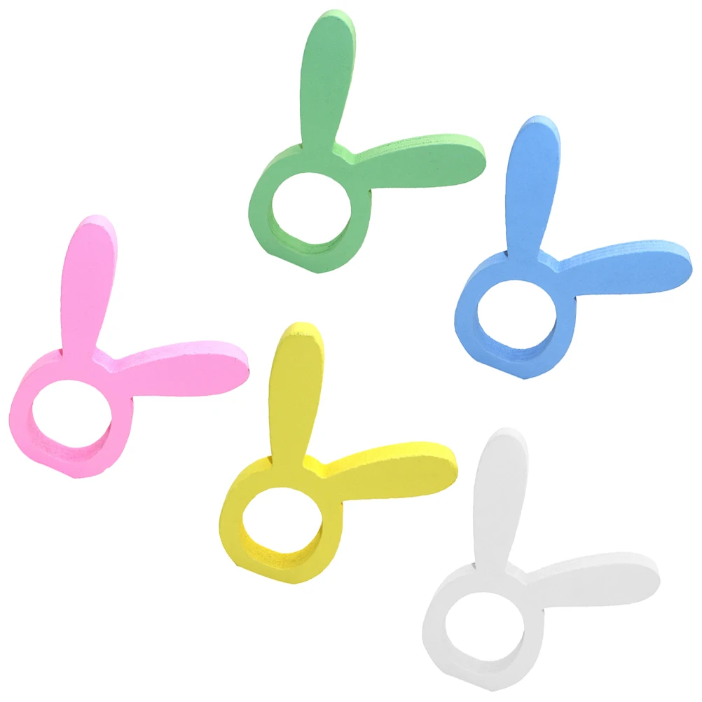 

5Pcs Easter Napkin Rings Bunny Ear Shaped Decorative Napkin Buckles for Spring Wedding Dinner Table Party Home Restaurant