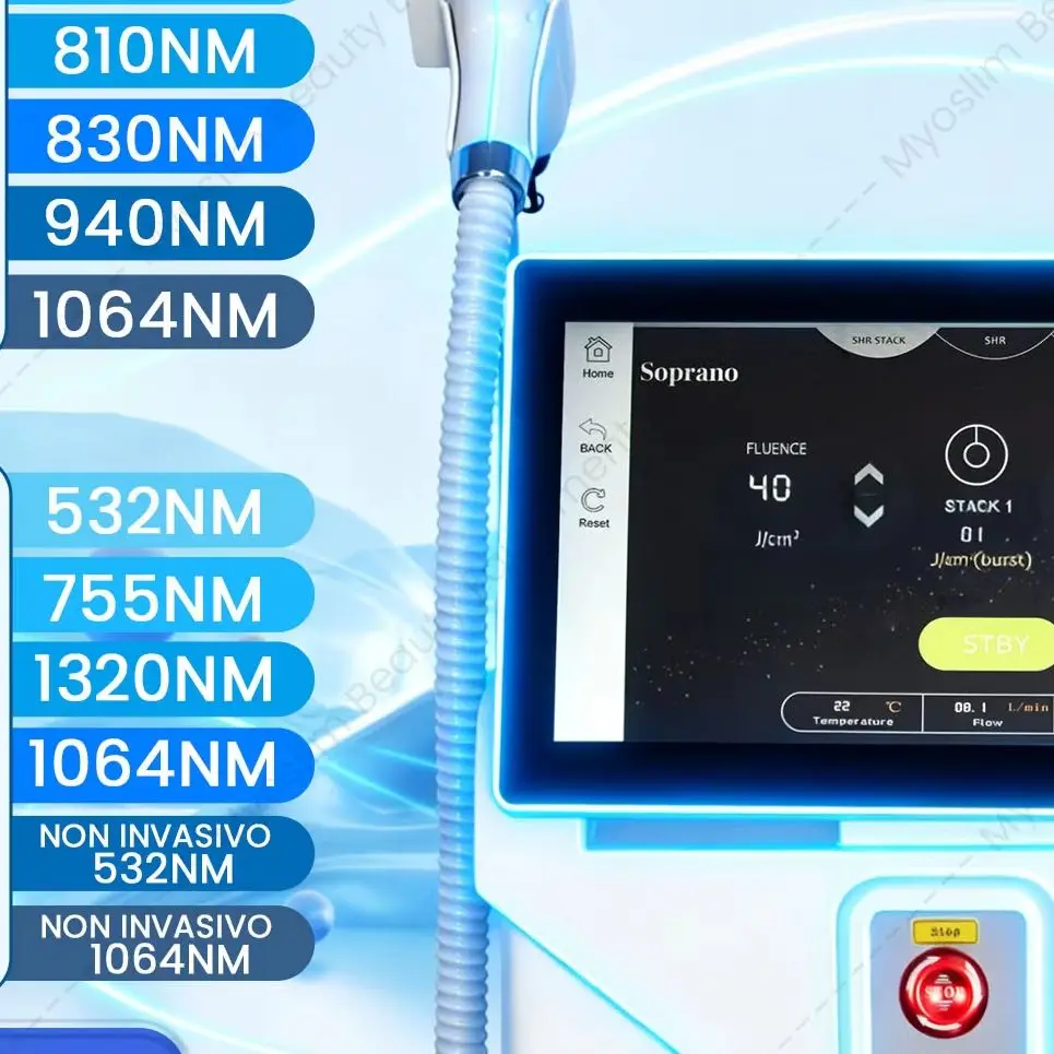 16 Bars Fac Diode Laser Hair Removal Machine 2 in 1 ND YAG Pico Q Switch Tattoo Removal Ice Platinum Epilation 6500W 6 Wavel