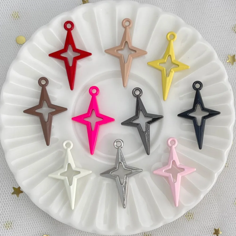 

100pcs Vintage Colorful Pendant Charms Handmade Star Necklace Earrings Pendant Connectors Diy Earrings Jewelry Making Findings