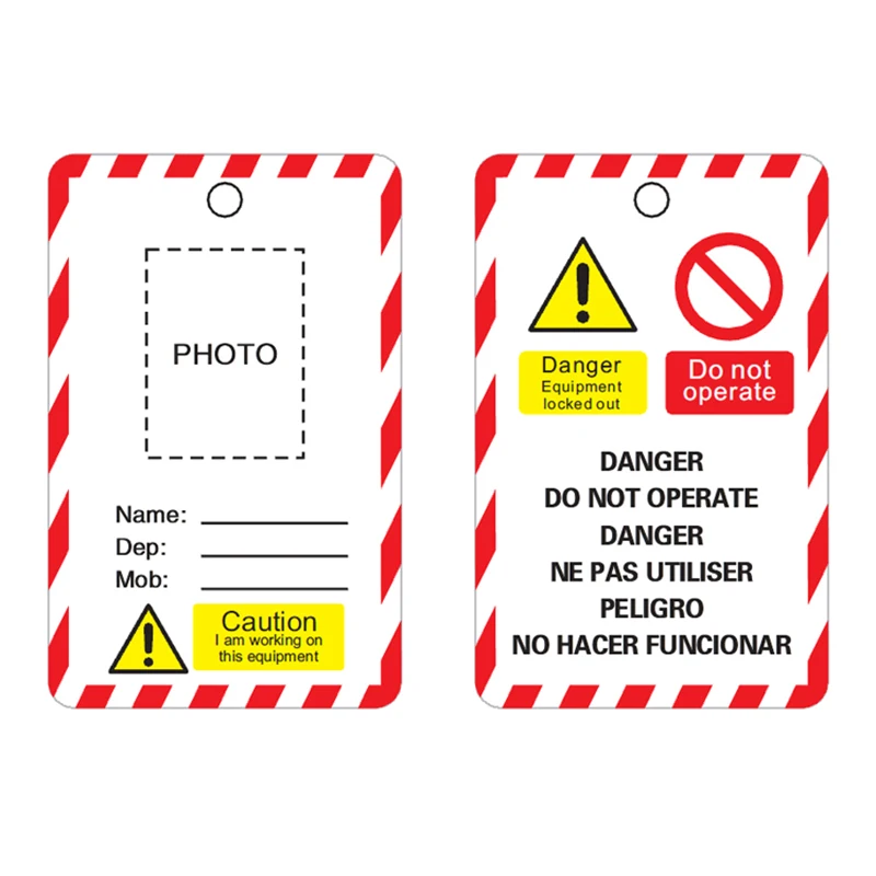 Custom-made Safety Tagout PVC Warning Card Danger Do Not Operate Mark Non Removable Property Signature Caution LOTO Notice Note