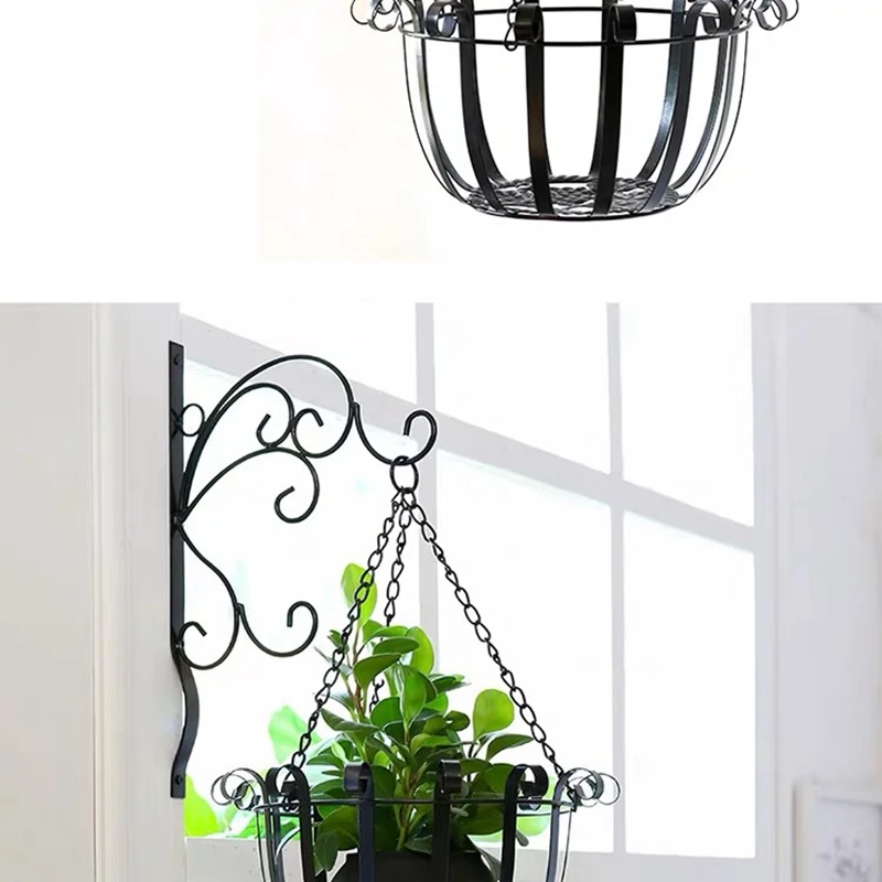 European Style Wall Hanging Flower Pot Support Bracket Hook Iron Hanger Plants Holder Balcony Home Decor