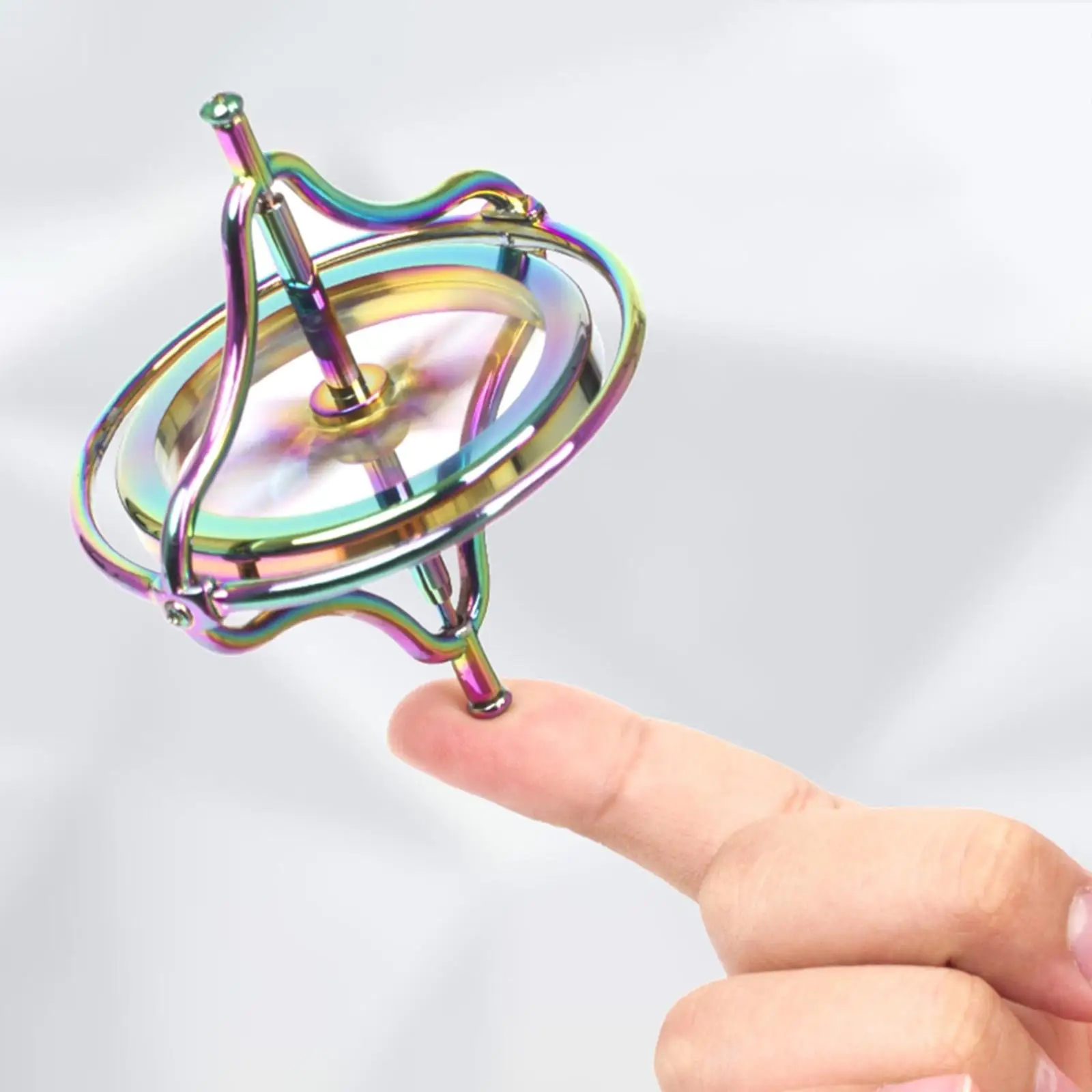 Giroscopio da dito di precisione creativa Giroscopio antistress Giocattolo di equilibrio classico superiore Opzioni di gioco multiple colorate