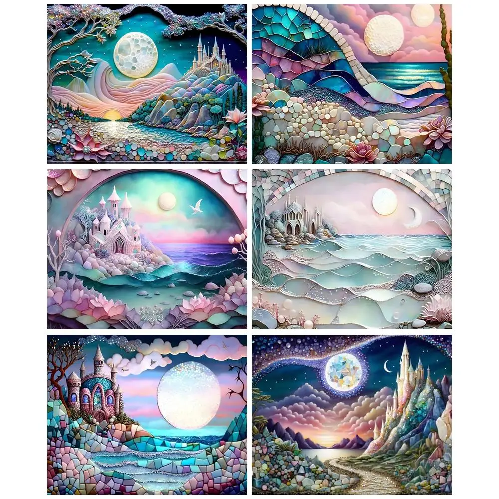 

CHENISTORY Acrylic Painting By Numbers For Adults Moon Seascape Diy Gift Coloring By Number Paint Kit Home Decors On Canvas